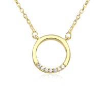 Round Loop with CZ Gold Plated Silver Necklace SPE-3237-GP